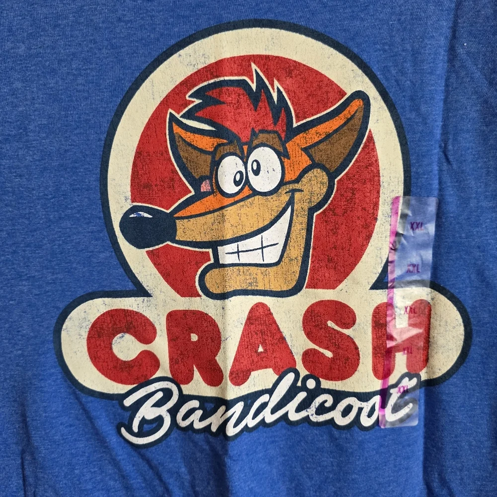 Crash Bandicoot Short Sleeve Graphic Tee Royal Heather Blue Video Game Retro